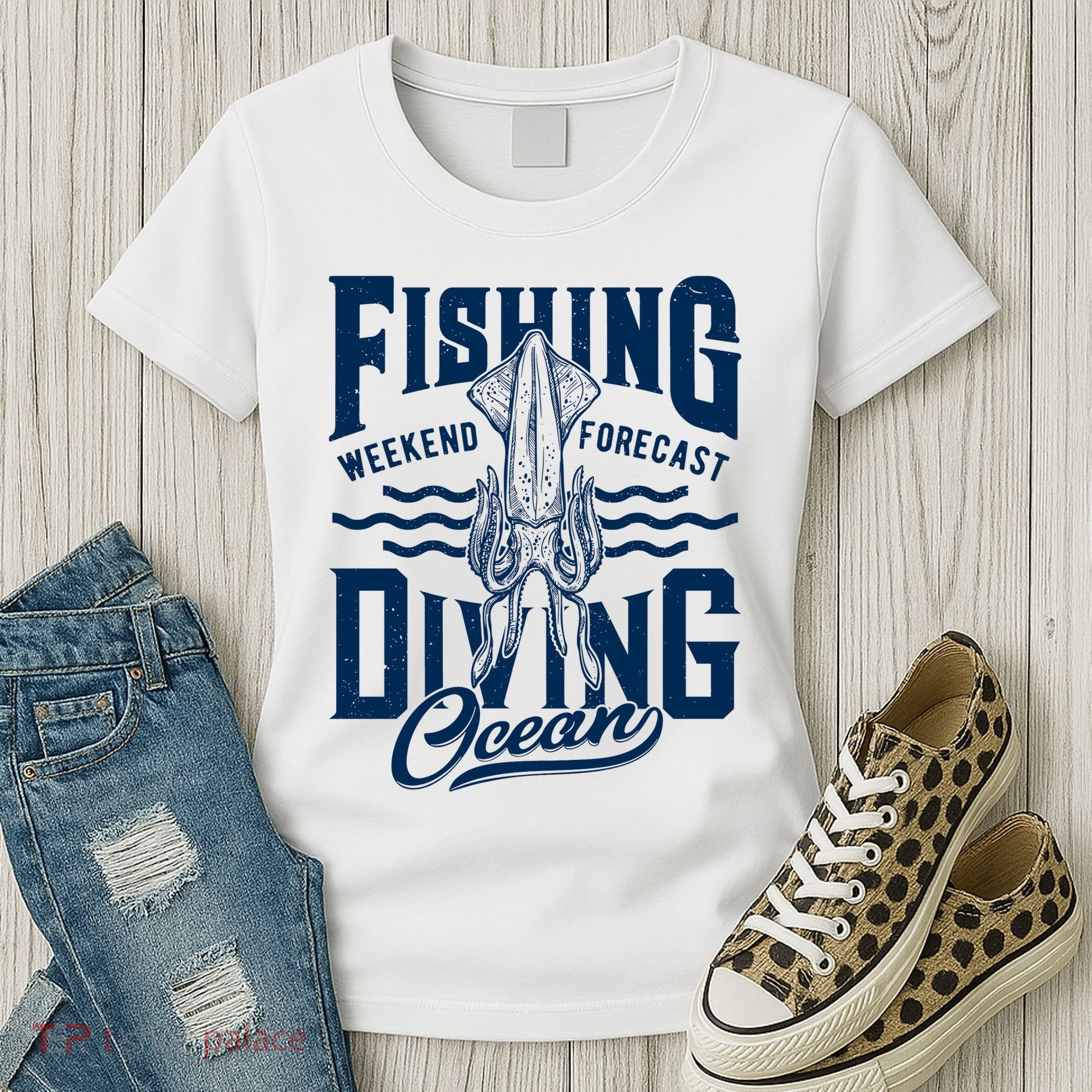 The Weekend Forecast Is Ocean Fishing And Diving Women's T-Shirt