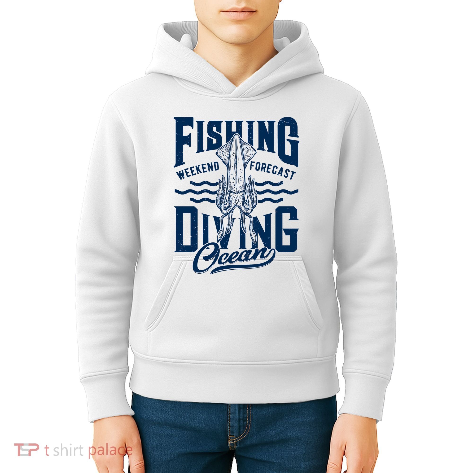 The Weekend Forecast Is Ocean Fishing And Diving Kids Hoodie