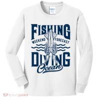 The Weekend Forecast Is Ocean Fishing And Diving Kids Long Sleeve Shirt thumb 0