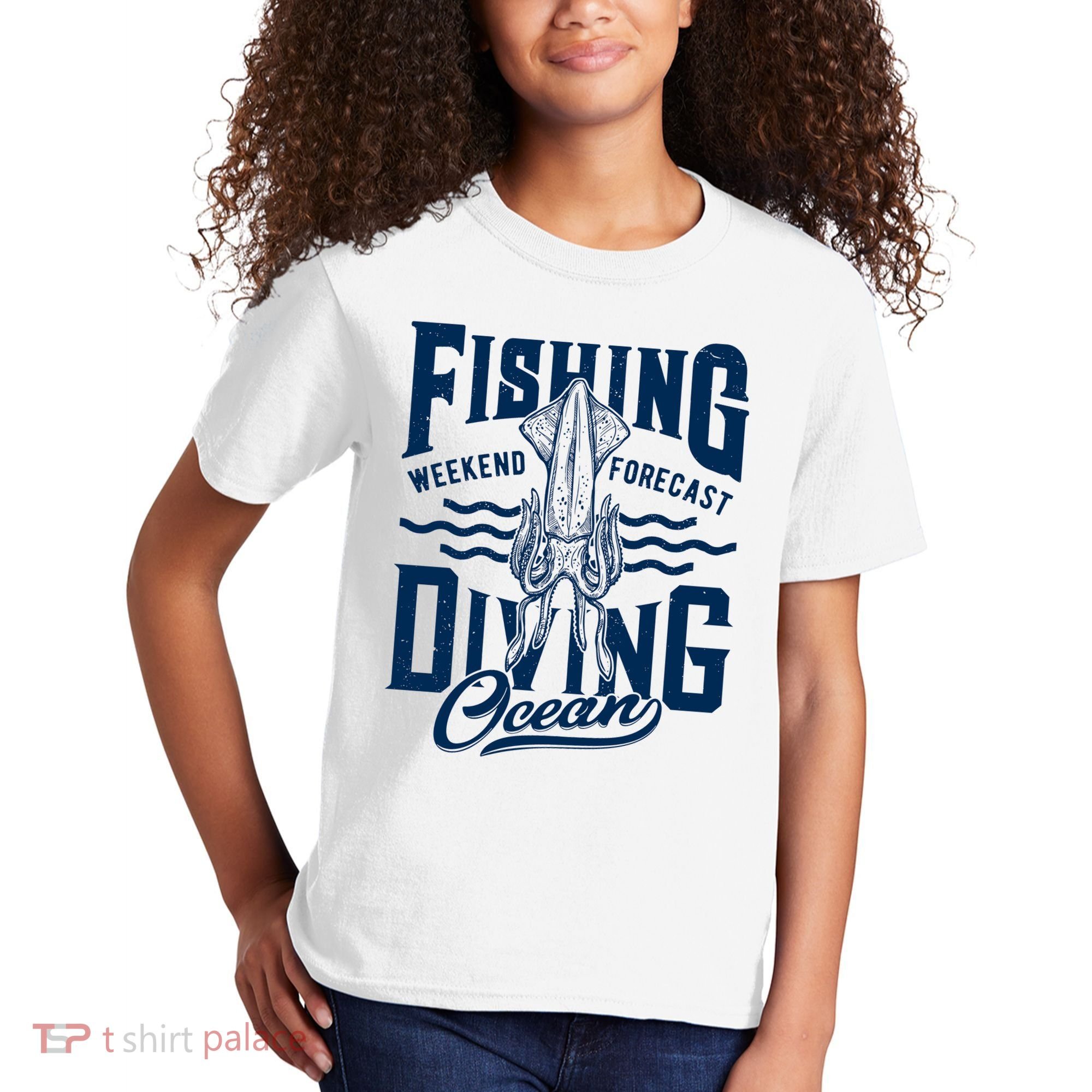 The Weekend Forecast Is Ocean Fishing And Diving Kids T-Shirt