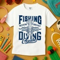 The Weekend Forecast Is Ocean Fishing And Diving Kids T-Shirt thumb 3