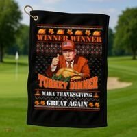 Trump Winner Funny Winner Turkey Dinner Thanksgiving Ugly Golf Towel thumb 1