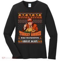 Trump Winner Funny Winner Turkey Dinner Thanksgiving Ugly Women's Long Sleeve Shirt thumb 0