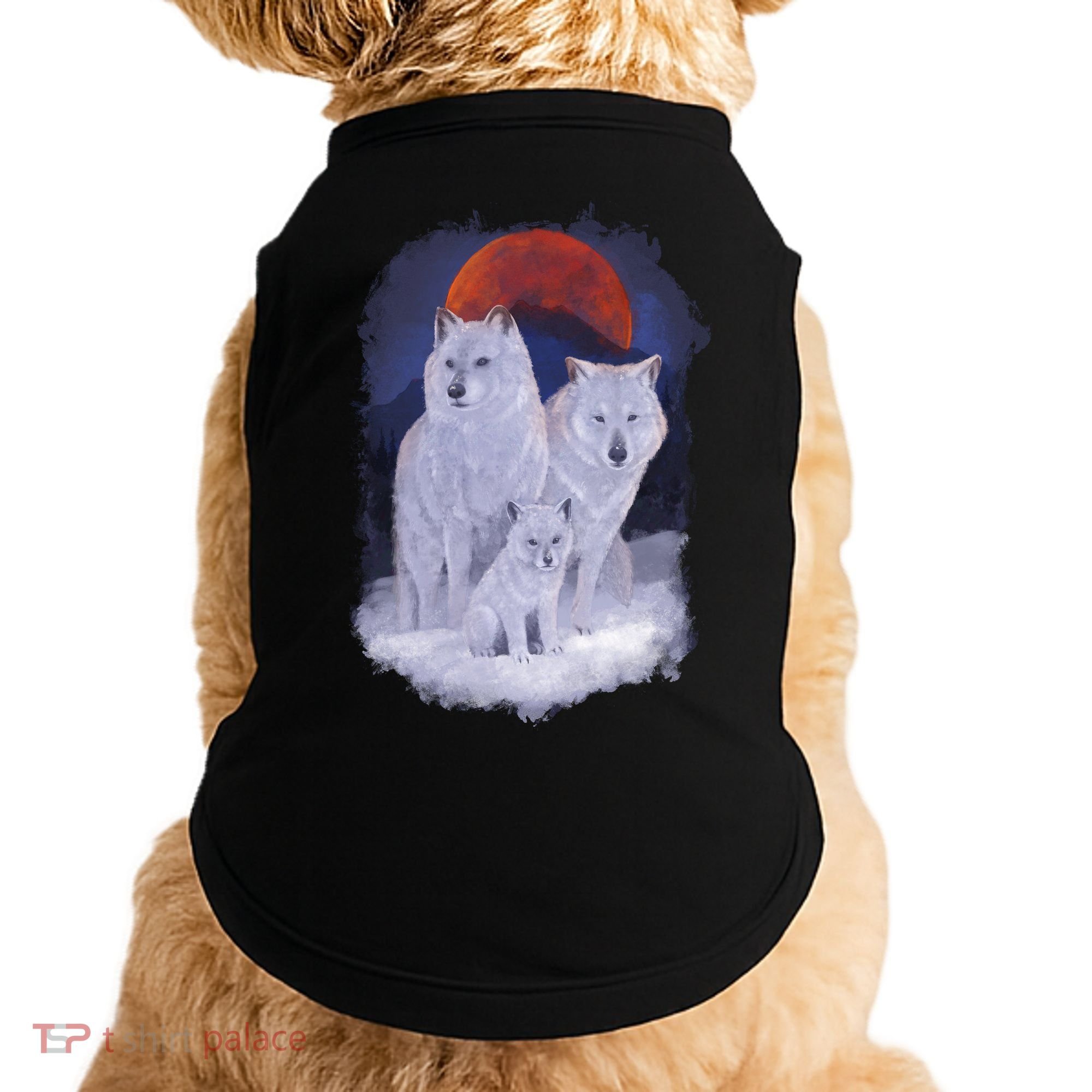 Three Wolves Family Portrait Painting Doggie Tank