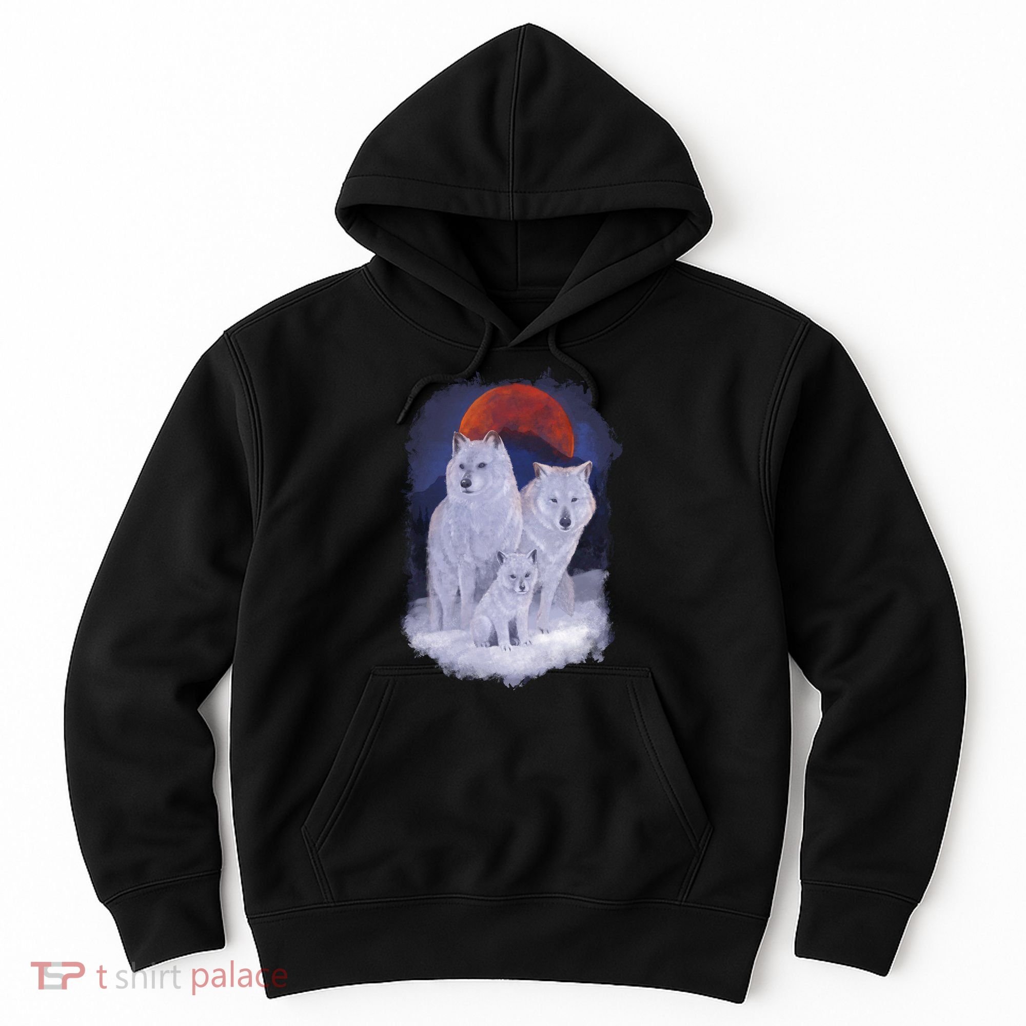 Three Wolves Family Portrait Painting Hoodie