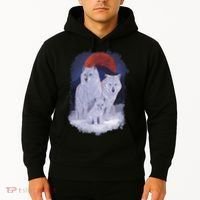 Three Wolves Family Portrait Painting Hoodie thumb 2