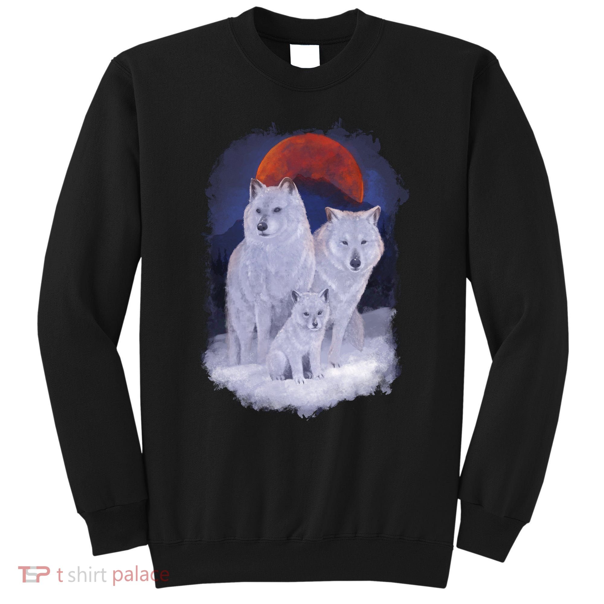 Three Wolves Family Portrait Painting Sweatshirt