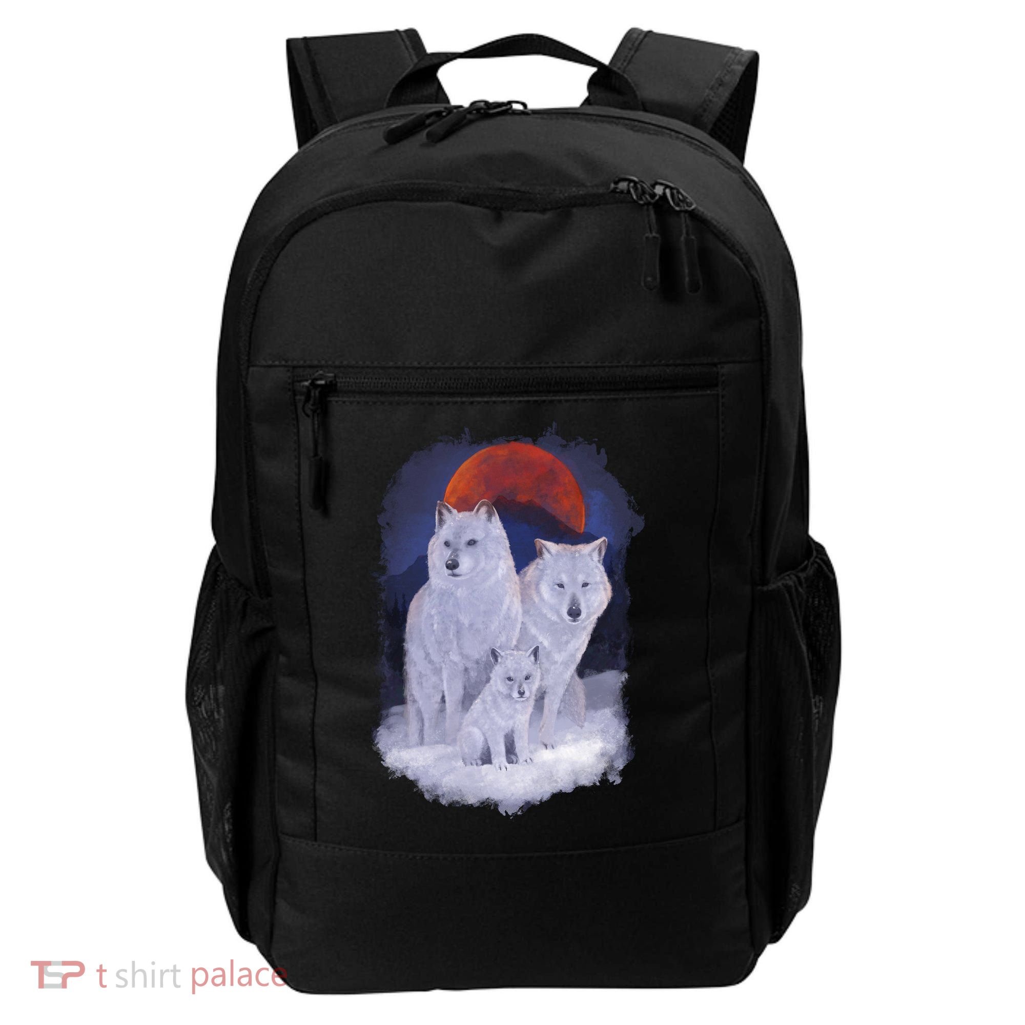 Three Wolves Family Portrait Painting Backpack