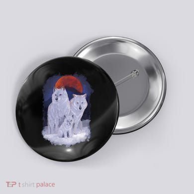 Three Wolves Family Portrait Painting Button