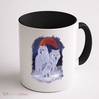 Three Wolves Family Portrait Painting Coffee Mug thumb 1
