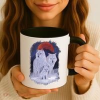Three Wolves Family Portrait Painting Coffee Mug thumb 3