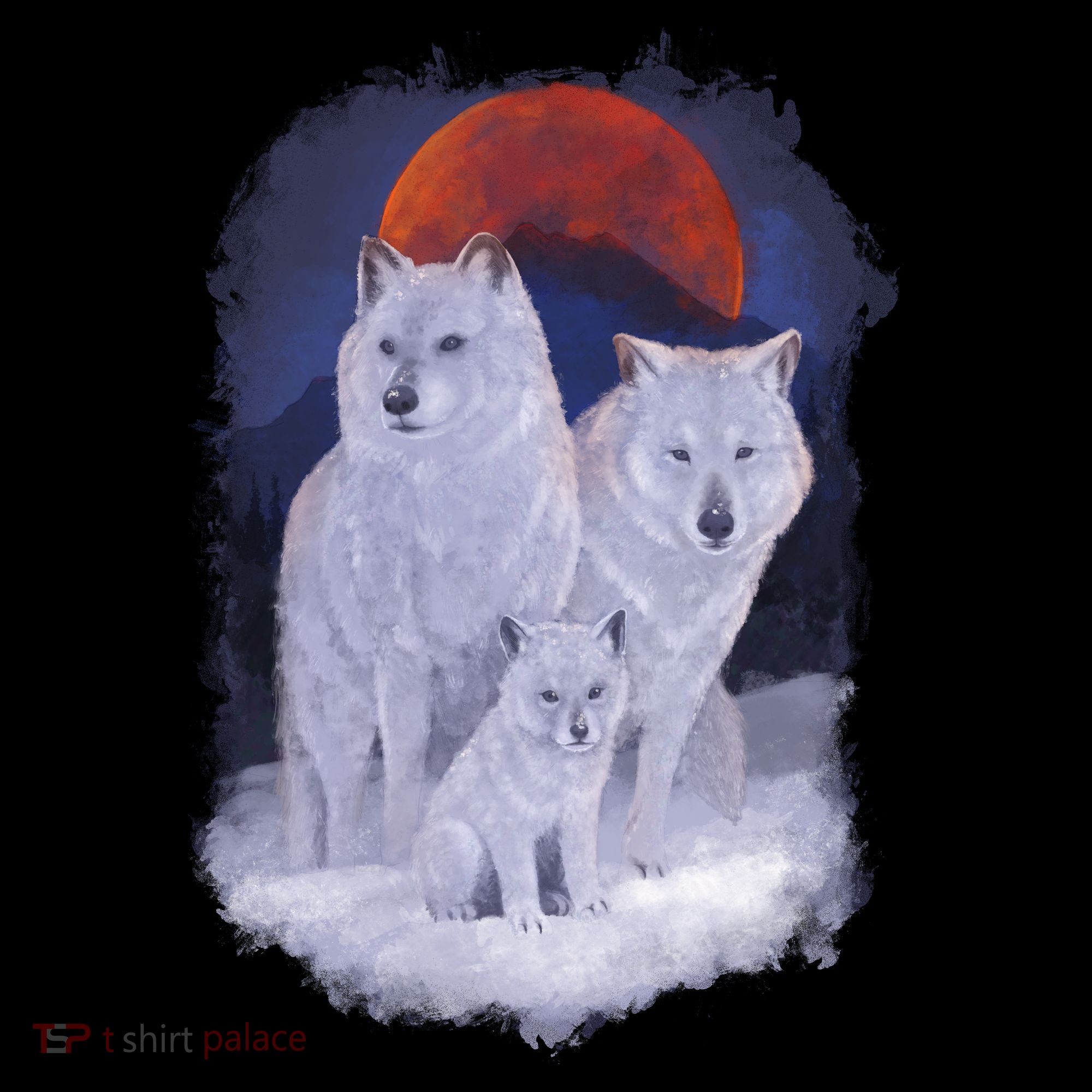Three Wolves Family Portrait Painting Women's Hoodie
