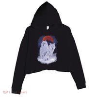 Three Wolves Family Portrait Painting Crop Fleece Hoodie thumb 0