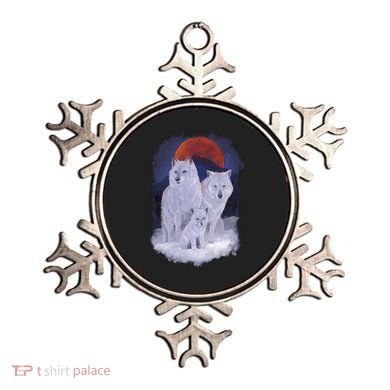 Three Wolves Family Portrait Painting Ornament