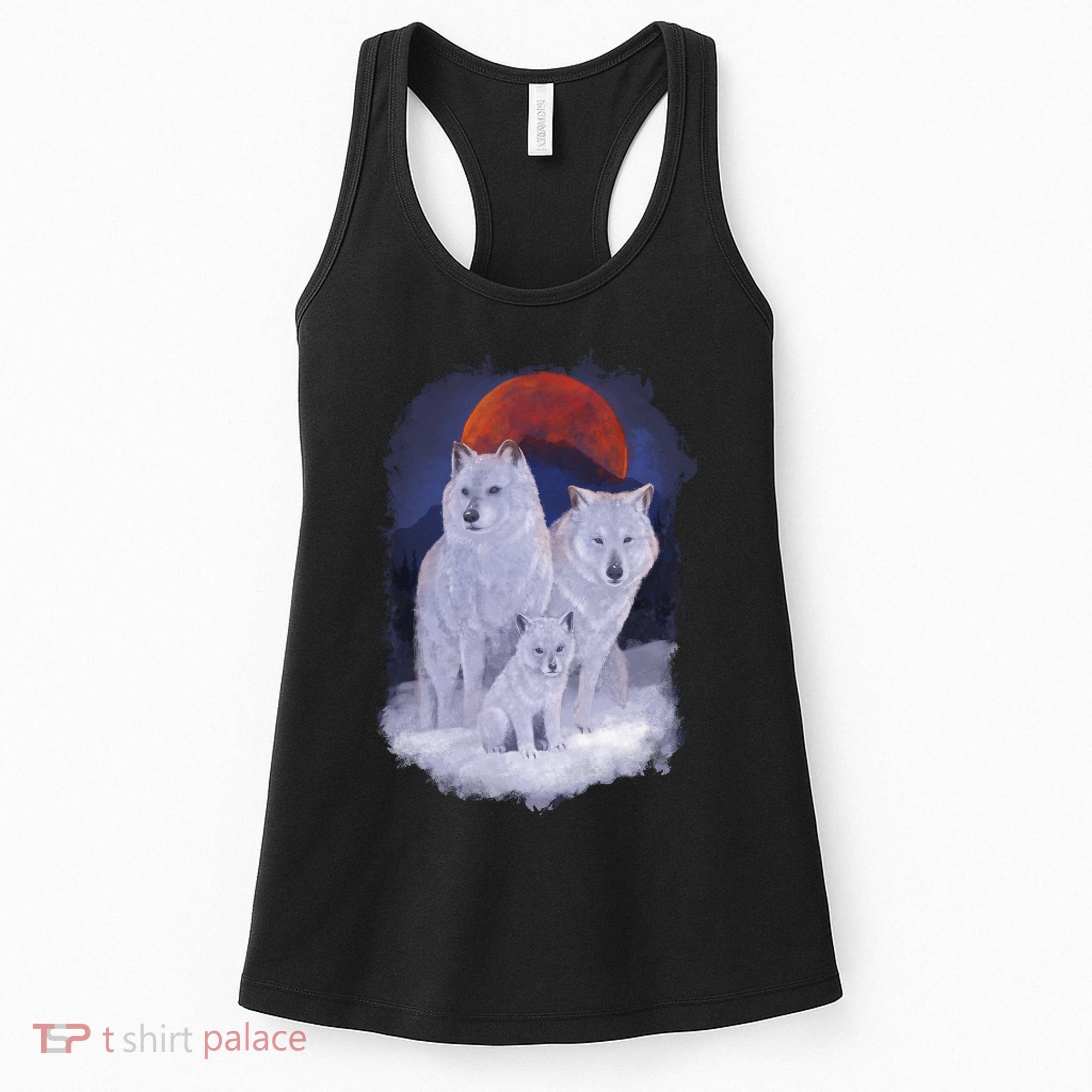 Three Wolves Family Portrait Painting Women's Tank Top