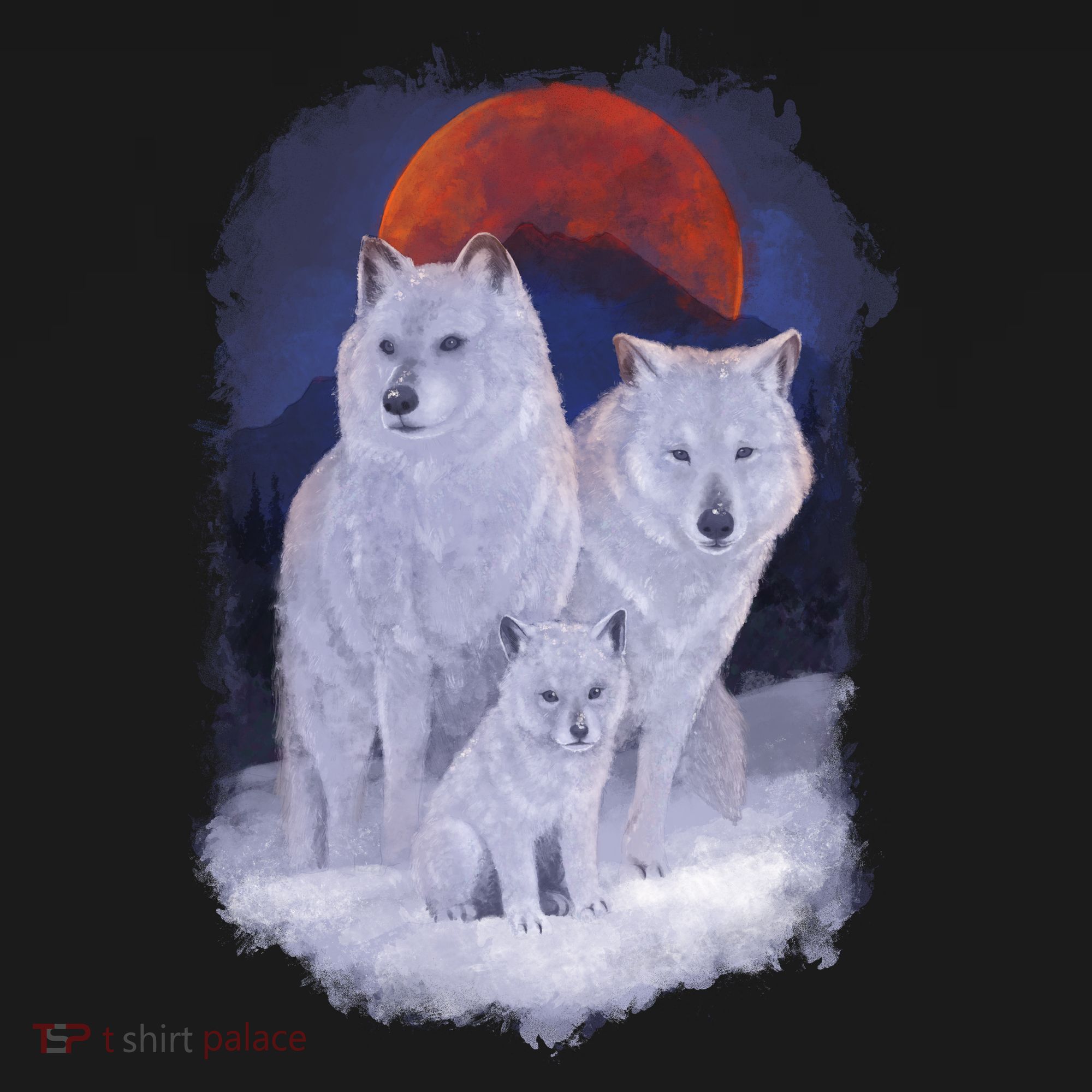 Three Wolves Family Portrait Painting Women's Tank Top