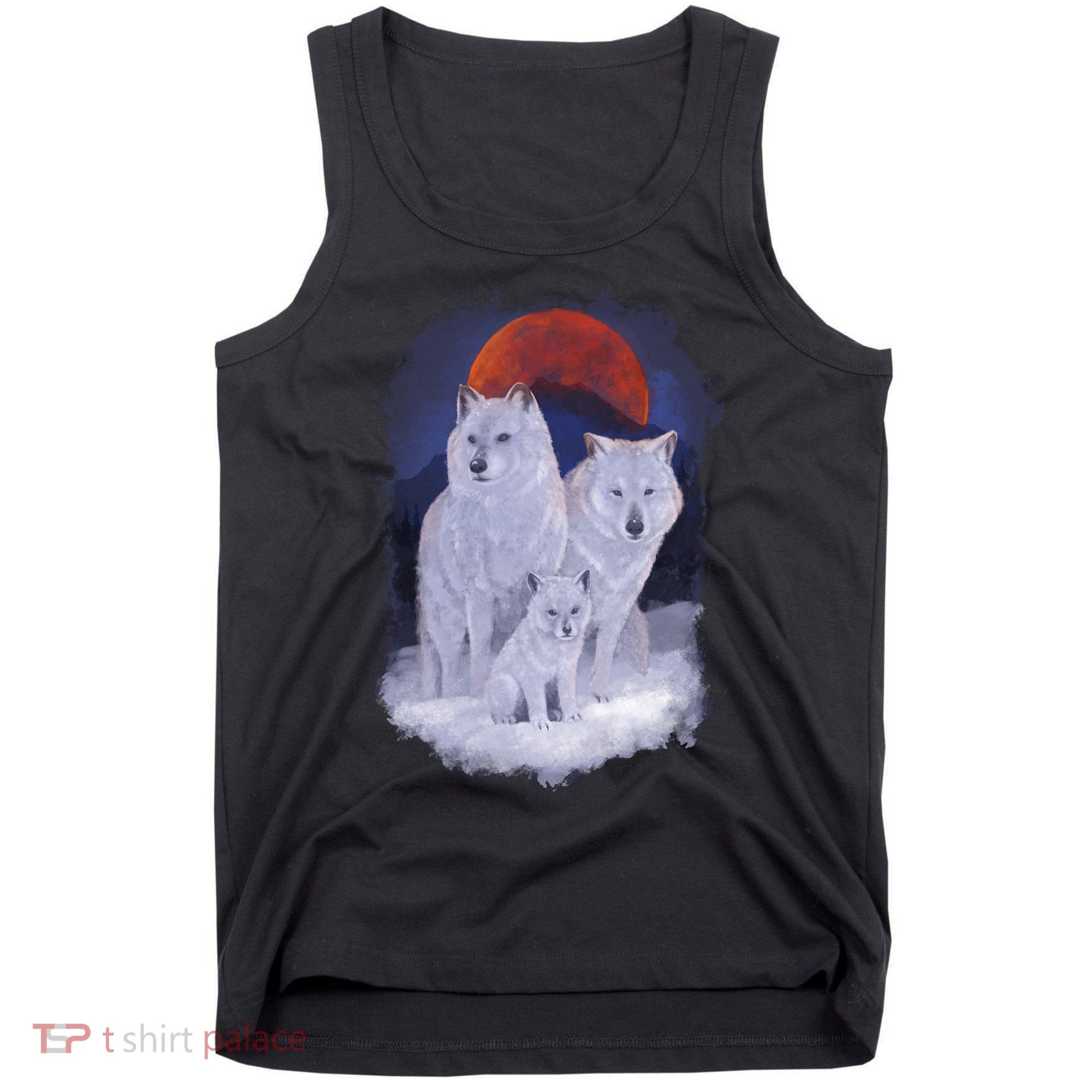 Three Wolves Family Portrait Painting Tank Top