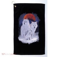 Three Wolves Family Portrait Painting Golf Towel thumb 0