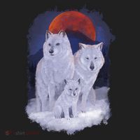 Three Wolves Family Portrait Painting Golf Towel thumb 3