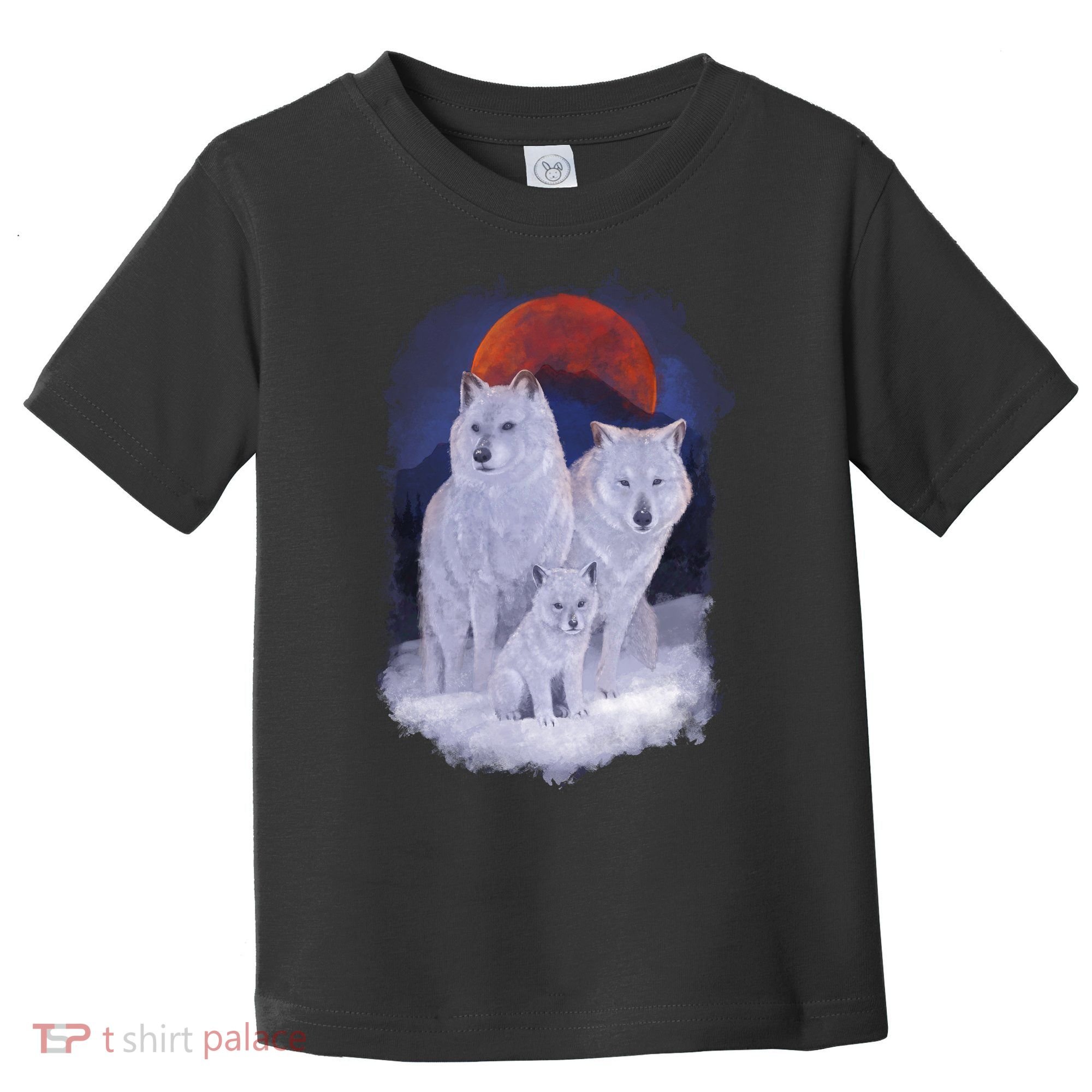 Three Wolves Family Portrait Painting Toddler T-Shirt