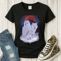 Three Wolves Family Portrait Painting Women's T-Shirt thumb 3