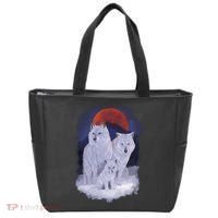 Three Wolves Family Portrait Painting Tote Bag thumb 0