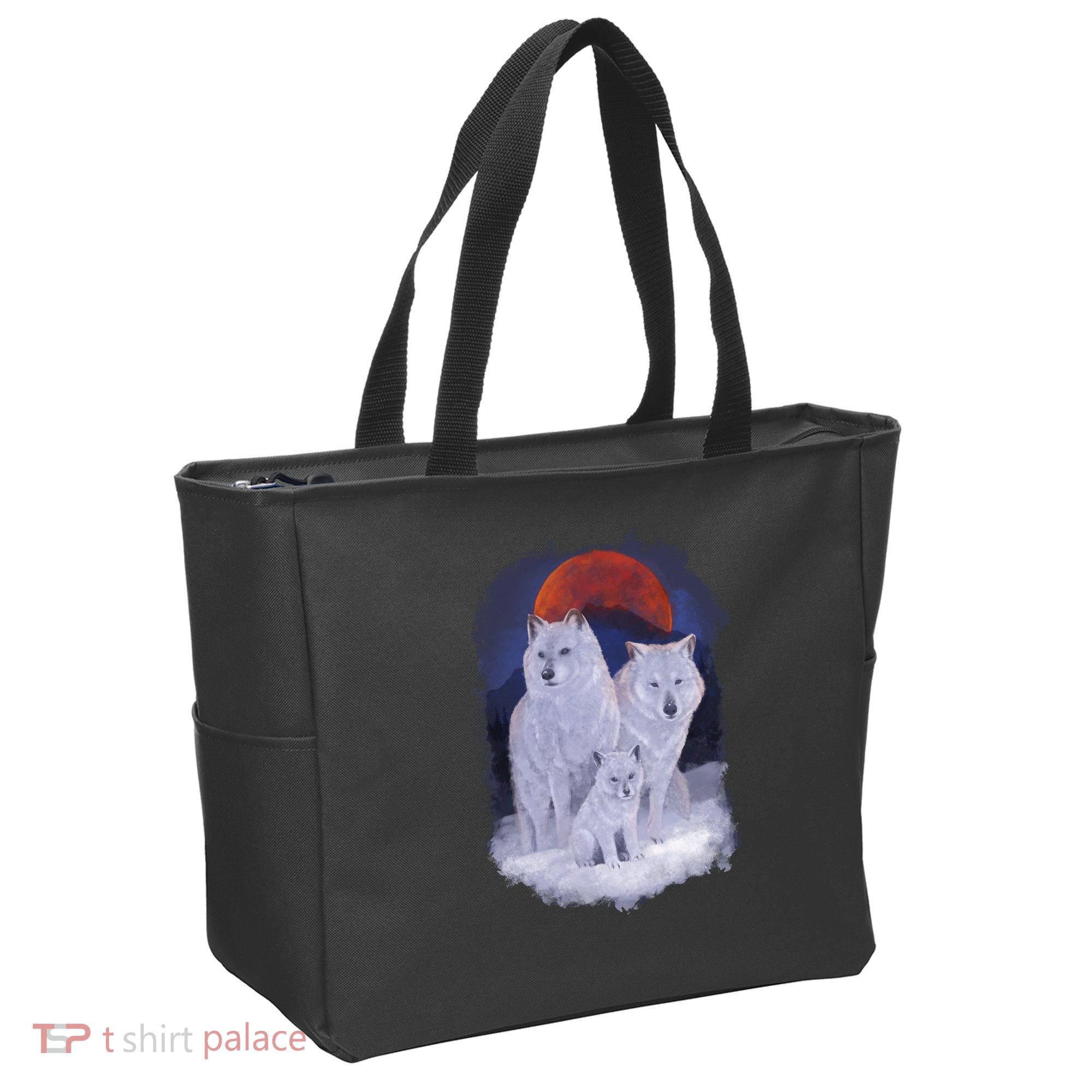 Three Wolves Family Portrait Painting Tote Bag