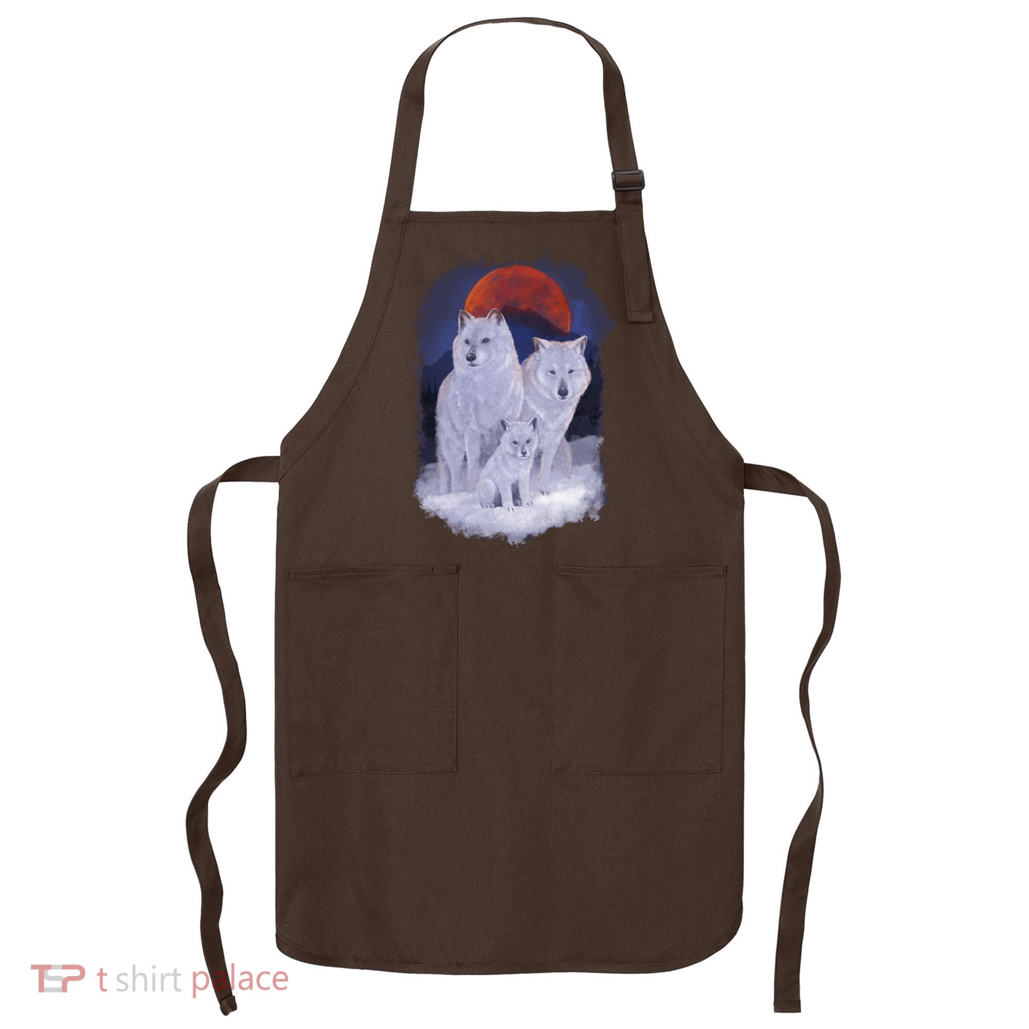 Three Wolves Family Portrait Painting Apron