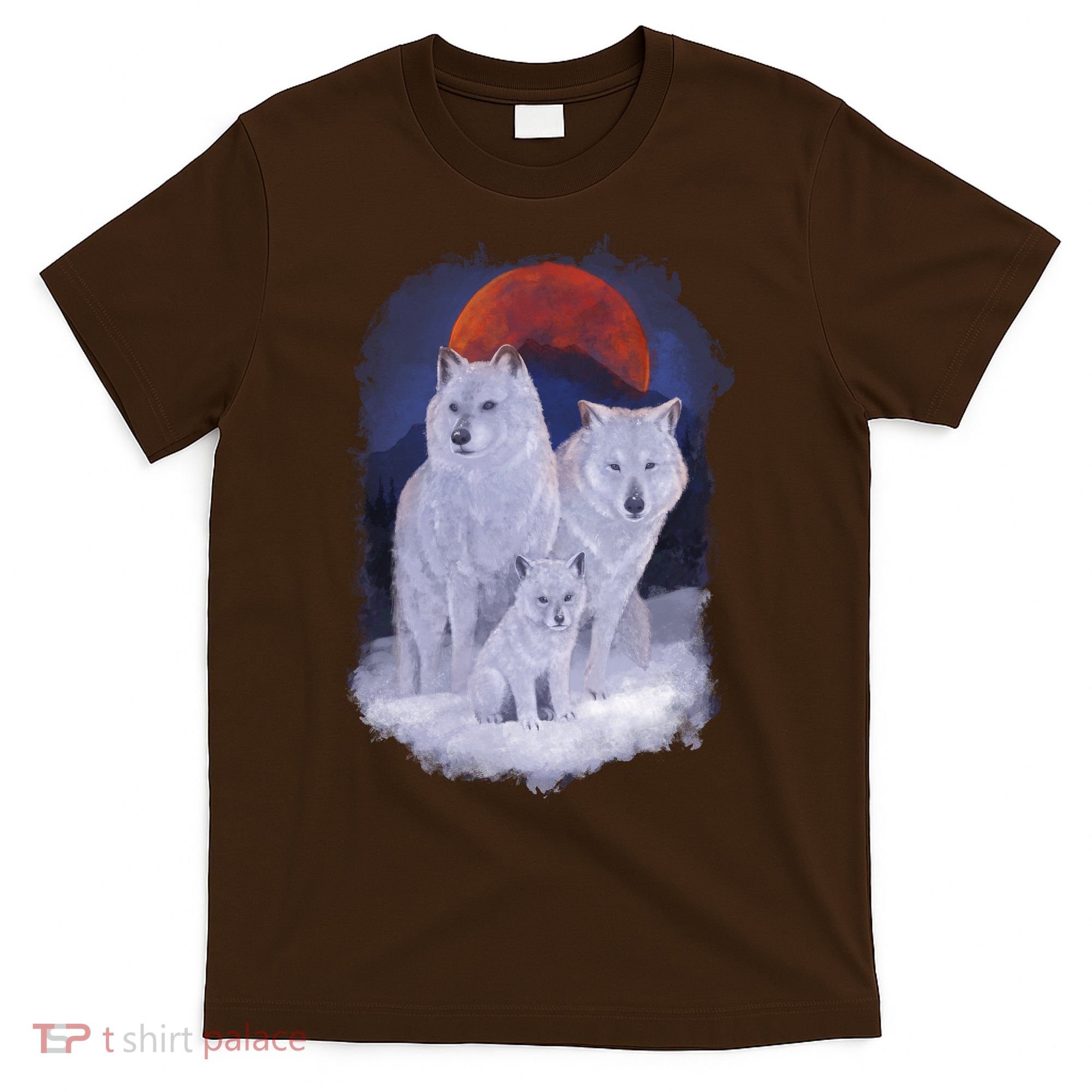 Three Wolves Family Portrait Painting T-Shirt