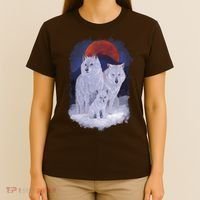 Three Wolves Family Portrait Painting T-Shirt thumb 4