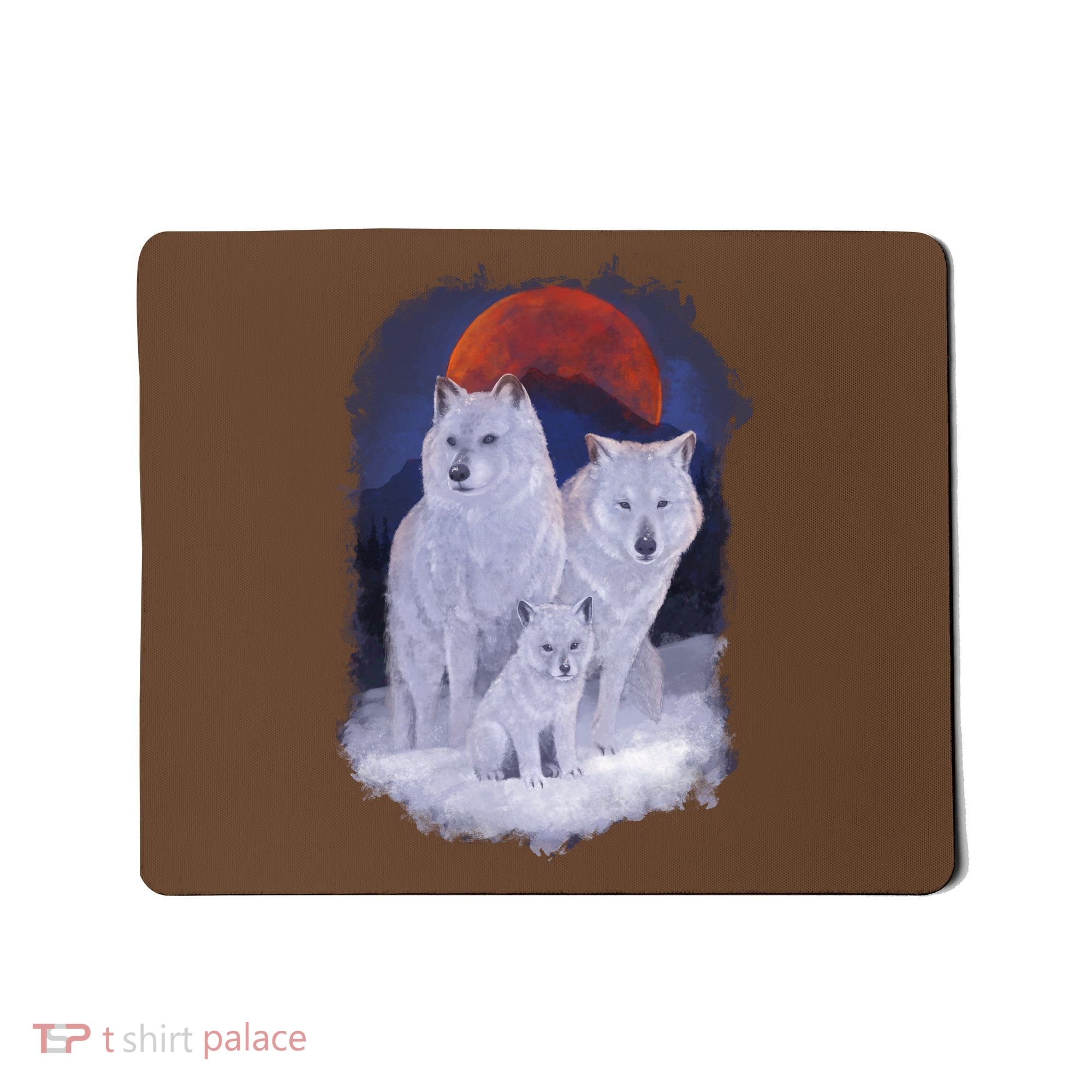 Three Wolves Family Portrait Painting Mousepad