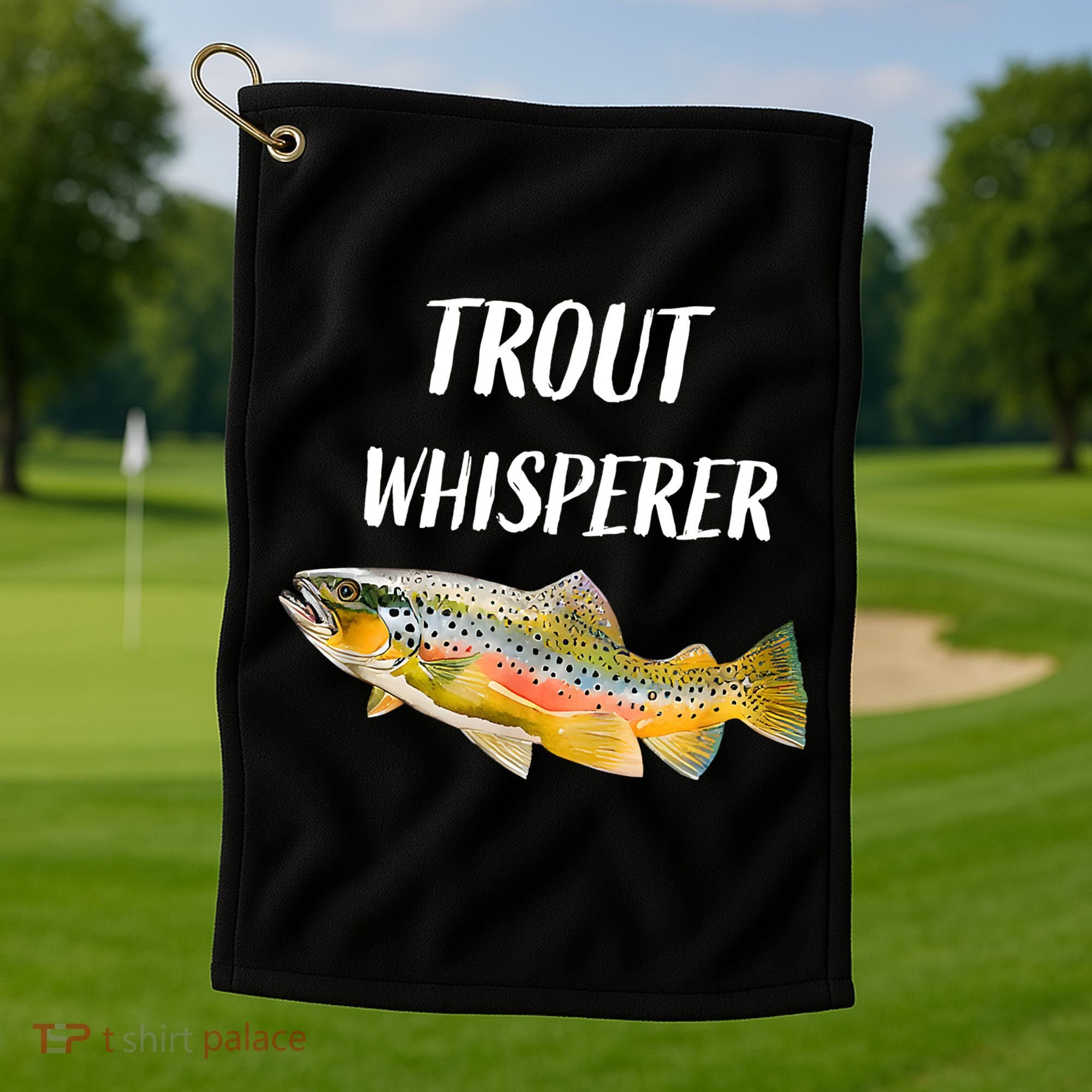 Trout Whisperer Fishing Rainbow Trout Golf Towel