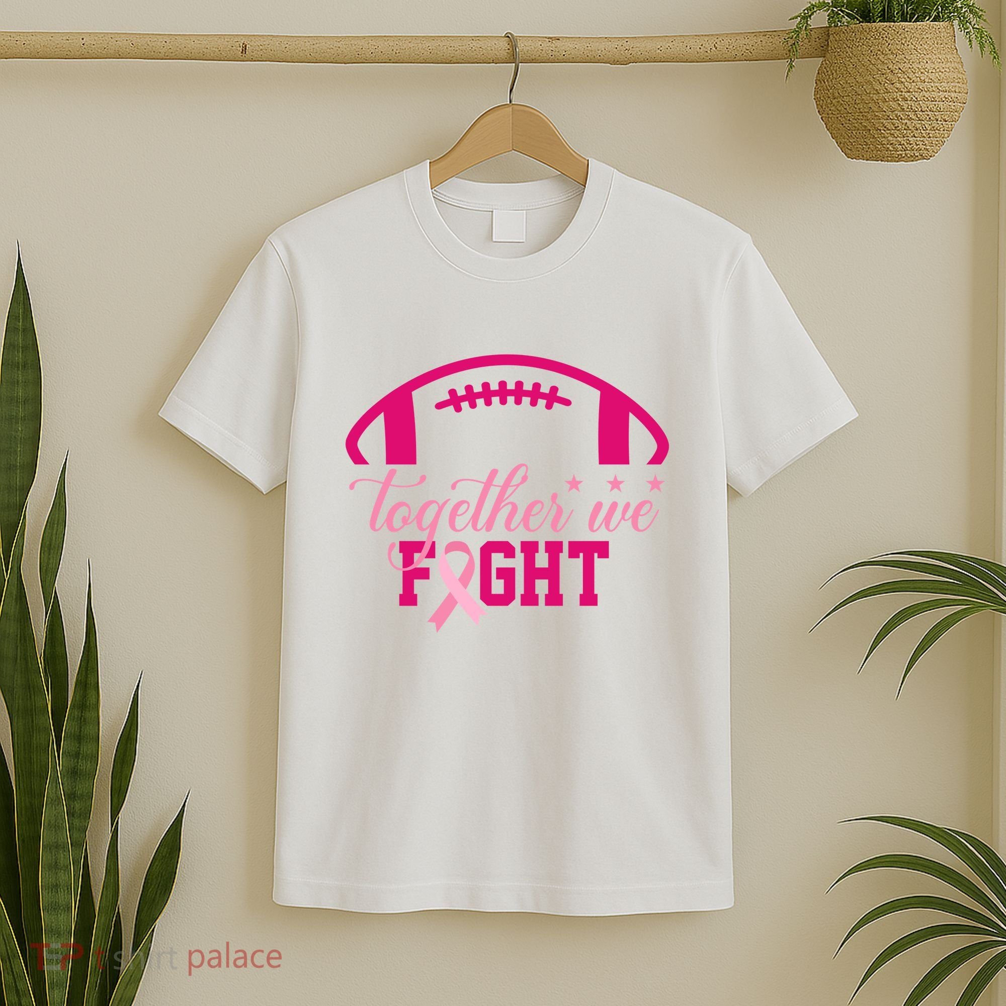 Together We Fight Breast Cancer Awareness Football Ribbon T-Shirt
