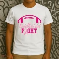Together We Fight Breast Cancer Awareness Football Ribbon T-Shirt thumb 3