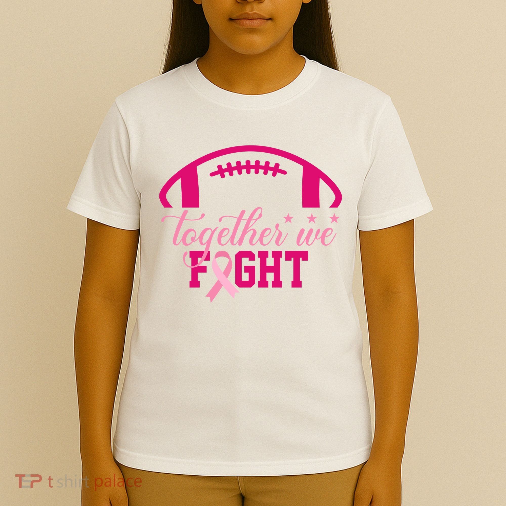 Together We Fight Breast Cancer Awareness Football Ribbon T-Shirt