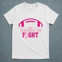 Together We Fight Breast Cancer Awareness Football Ribbon T-Shirt thumb 5