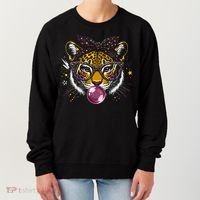 Tiger With Glasses Bubblegum And Pink Bow Women's Sweatshirt thumb 0