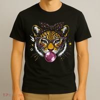 Tiger With Glasses Bubblegum And Pink Bow T-Shirt thumb 3