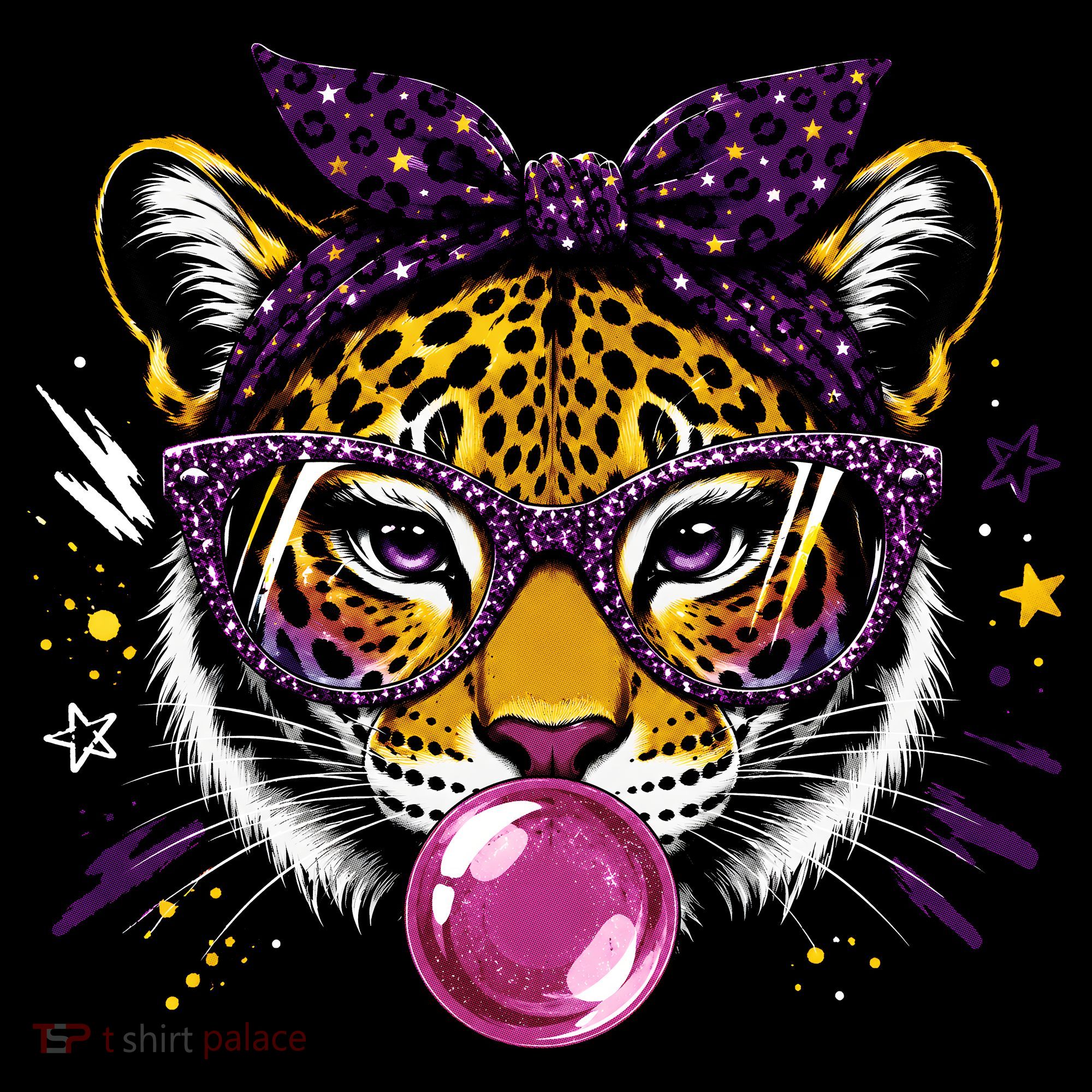 Tiger With Glasses Bubblegum And Pink Bow Coffee Mug