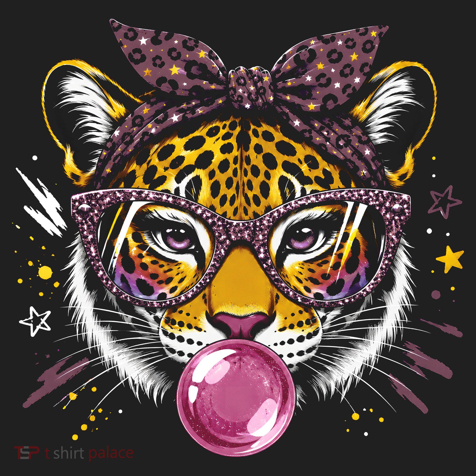 Tiger With Glasses Bubblegum And Pink Bow Beanie