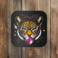 Tiger With Glasses Bubblegum And Pink Bow Coaster thumb 0