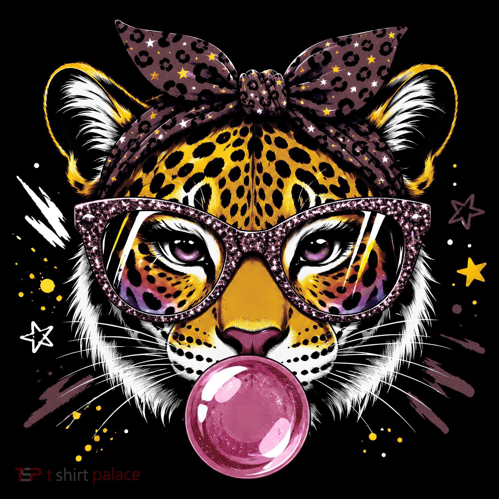 Tiger With Glasses Bubblegum And Pink Bow Women's Hoodie