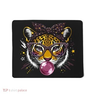 Tiger With Glasses Bubblegum And Pink Bow Mousepad