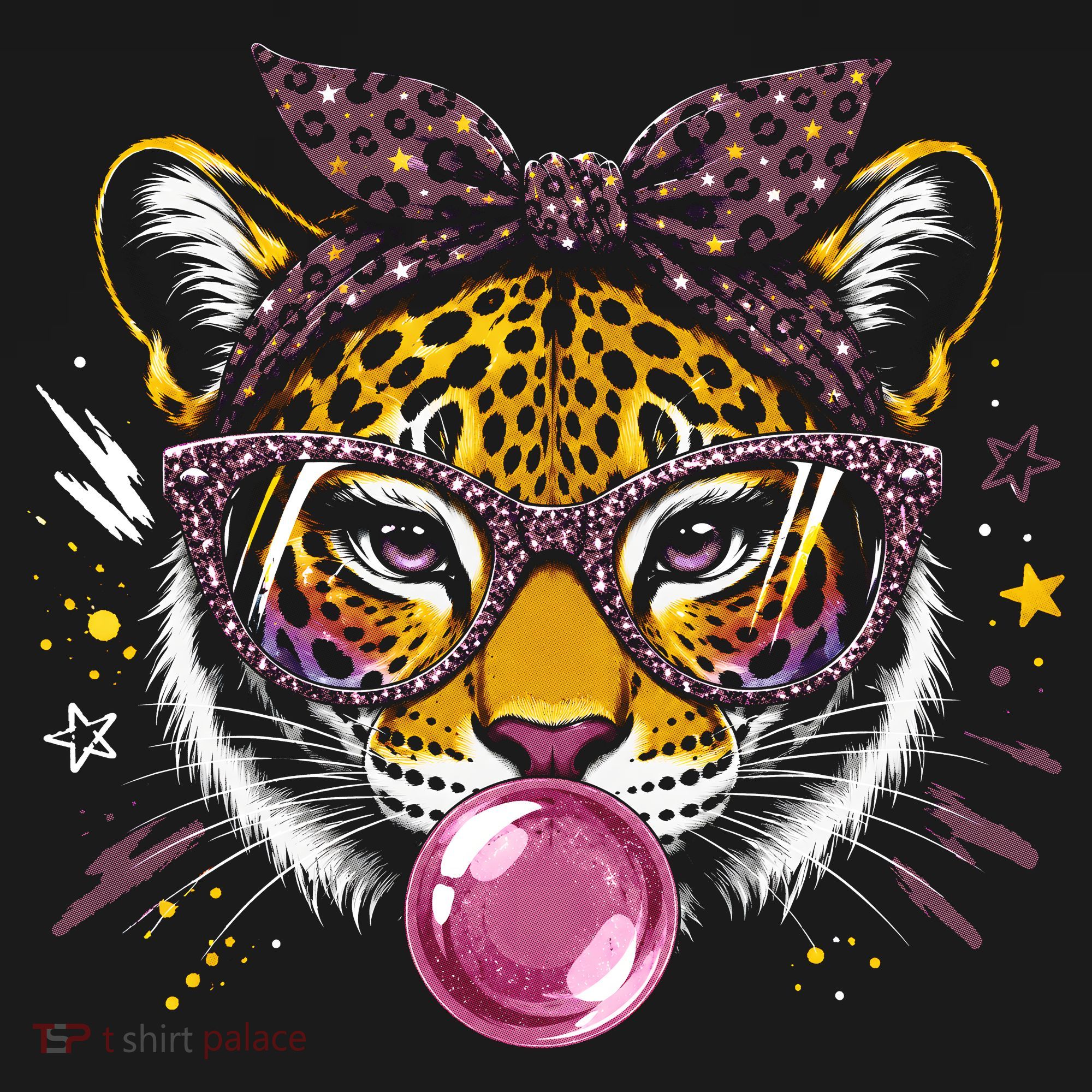 Tiger With Glasses Bubblegum And Pink Bow Mousepad