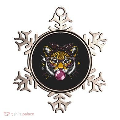 Tiger With Glasses Bubblegum And Pink Bow Ornament
