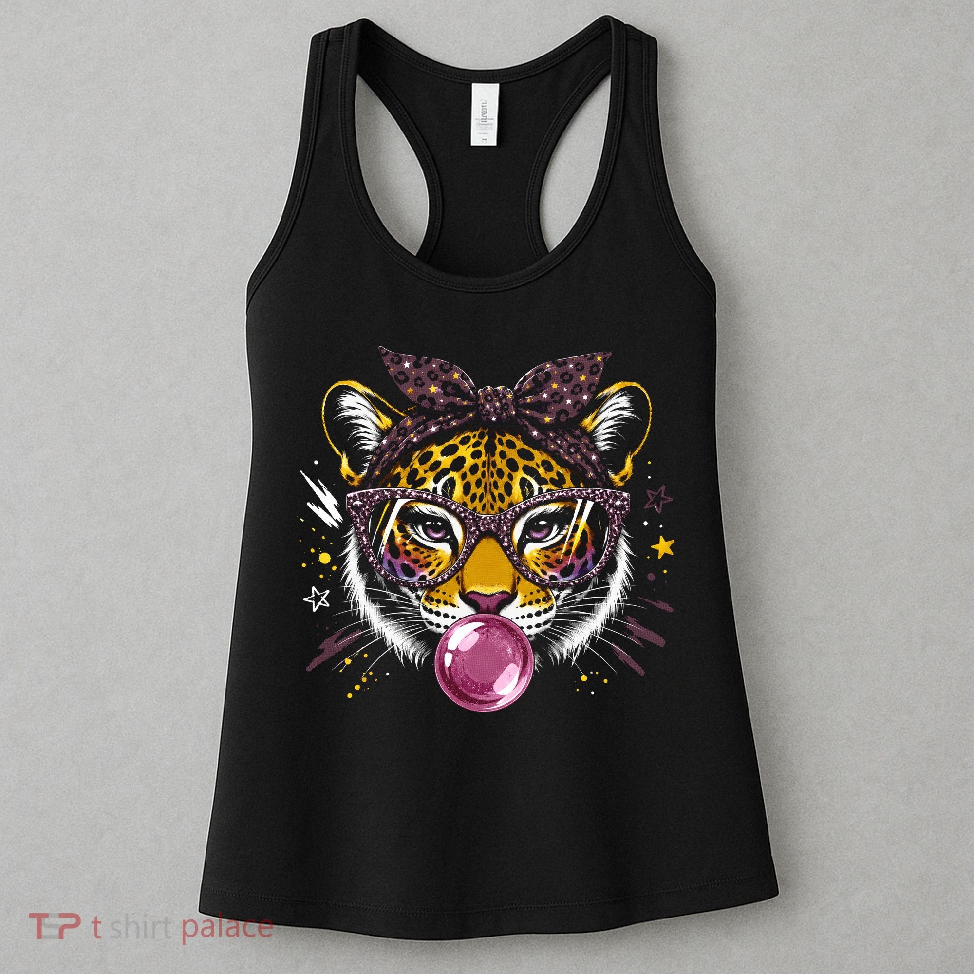 Tiger With Glasses Bubblegum And Pink Bow Women's Tank Top
