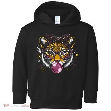 Tiger With Glasses Bubblegum And Pink Bow Toddler Hoodie
