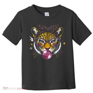 Tiger With Glasses Bubblegum And Pink Bow Toddler T-Shirt