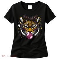 Tiger With Glasses Bubblegum And Pink Bow Women's T-Shirt thumb 0