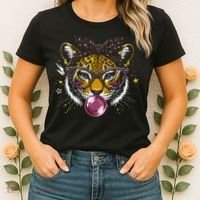Tiger With Glasses Bubblegum And Pink Bow Women's T-Shirt thumb 2